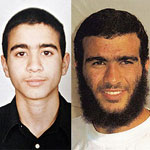 On left, Omar at 15 when he was taken into U.S. custody, and on right, after being detained for eight years