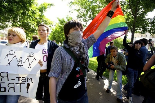 Russian LGBTI activists. The LGBT community faces increasingly repressive legislation in Russia (Photo Credit: Charles Meacham/Demotix).