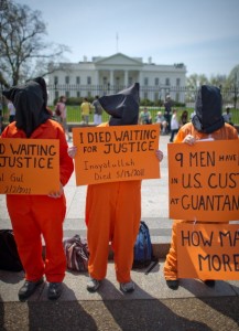 To mark the 100th day of the Guantanamo hunger strike, Amnesty International USA is holding a vigil outside the White House today with several other groups (Photo Credit: Mladen Antonov/AFP/Getty Images).