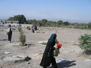 View from the main entrance of Khavaran cemetery, where many of the prisoners of the 1988 prison massacre are believed to be buried (Photo Credit: Jafar Behkish).