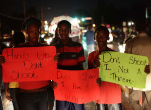 Demonstrators in Ferguson, Missouri