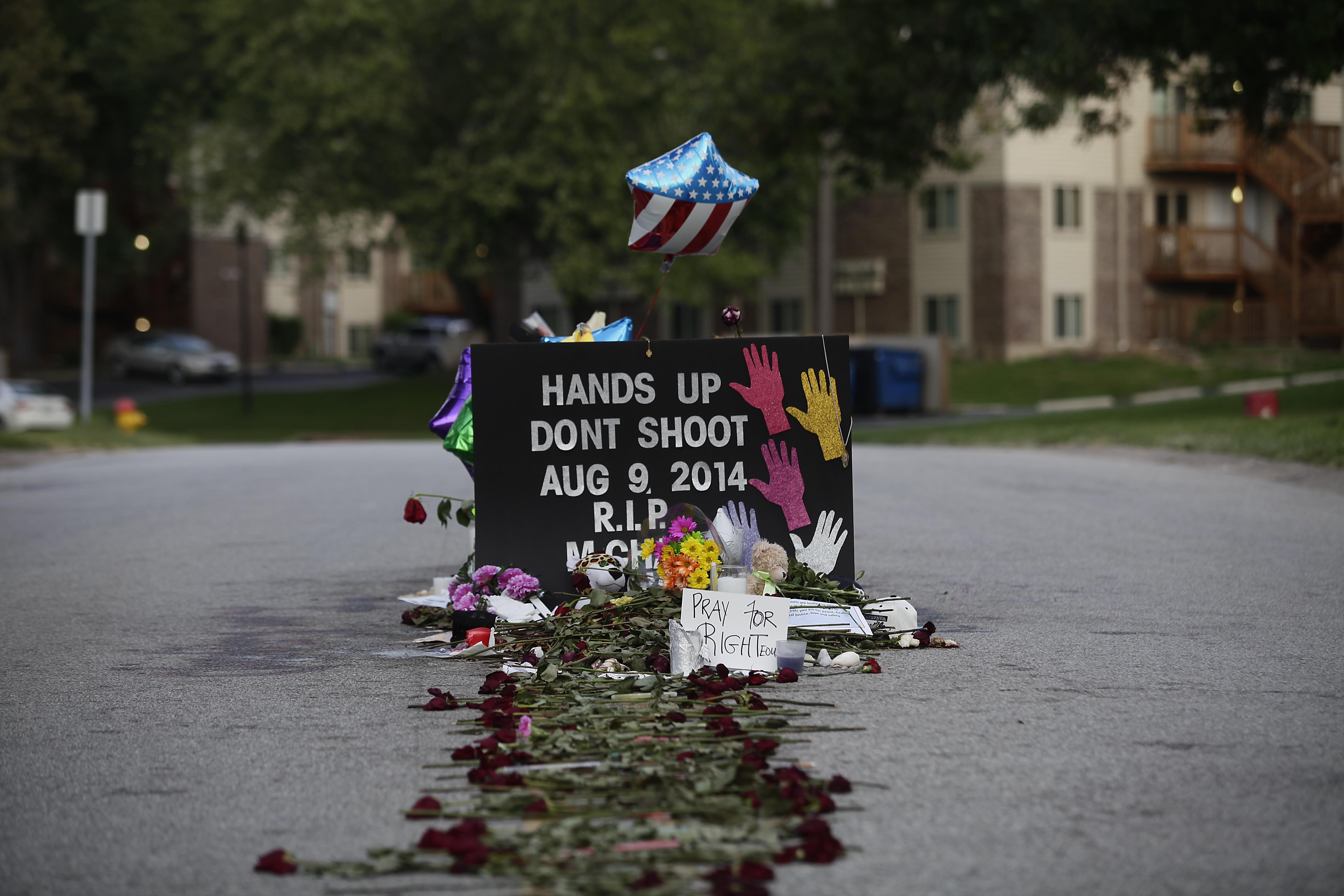 Memorial for Michael Brown on August 22, 2014 in Ferguson, Missouri. Joshua LOTT/AFP/Getty Images