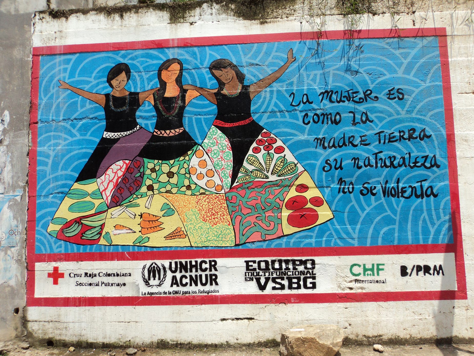 A colourful awareness mural on the streets of Mocoa bears the message: &quot;Woman is like Mother Earth. Her nature must not be violated.&quot;