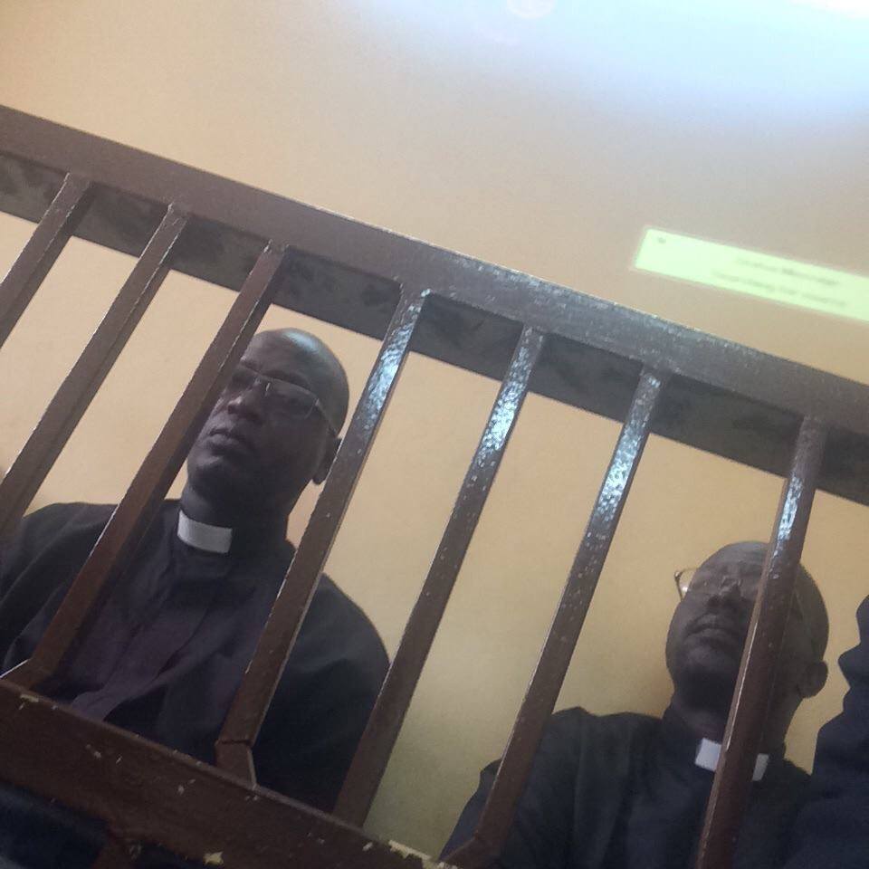 Reverend Yat Michael and Reverend Peter Yen, South Sudanese pastors, in court in Khartoum. The two pastors are members of the South Sudan Presbyterian Evangelical Church, and both were arrested while visiting Sudan’s capital, Khartoum. Michael was taken into custody on Sunday 21 December 2014 after preaching that morning at a church in Khartoum.  After the service several men who identified themselves as Sudanese government security officers demanded that Michael went with them and took him away without giving further explanation.  Pastor Peter Yen was arrested on 11 January 2015 after he delivered a letter to the Religious Affairs Office in Khartoum asking about his colleague Michael’s arrest in December.