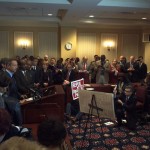 Maryland Governor Martin O'Malley speaks for death penalty repeal, surrounded by supporters and the media.