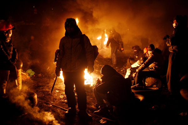 Protesters near government quarter at Hrushevskogo street in Kiev on January 23, 2014 (Photo Credit: Maks Levin/LB.ua/Amnesty International).